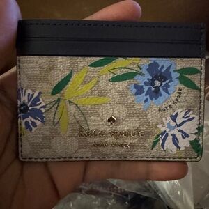 Kate Spade Floral Card Holder with Blue and Yellow Accents